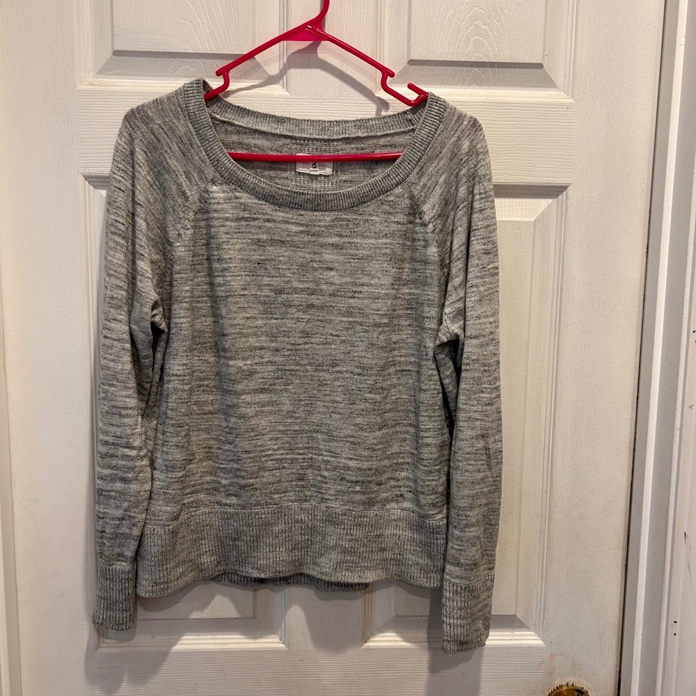 Lou & Grey Long Sleeve‎ Marled Gray Knit Sweater Top Women's Large Crew Neck